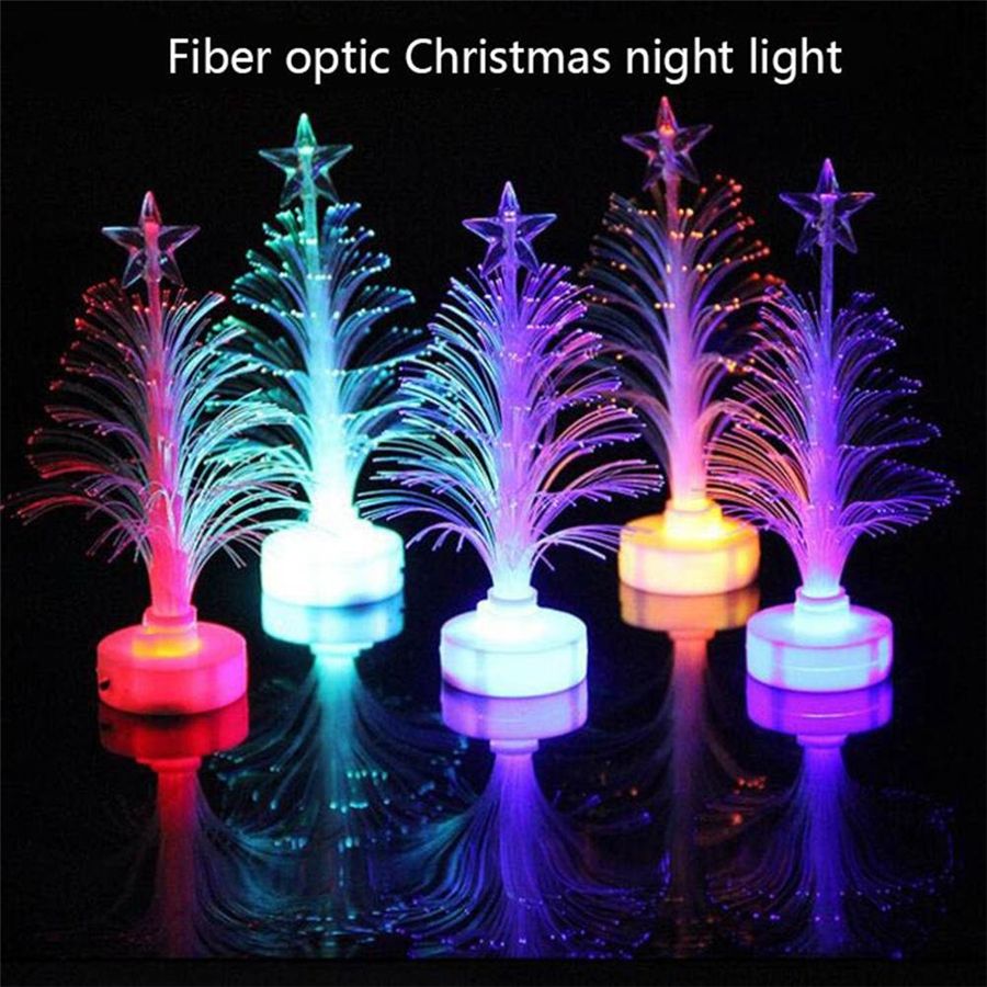 Creative Colorful Glowing Fiber Optic Christmas Tree Color Ornament LED Christmas Lights Mini