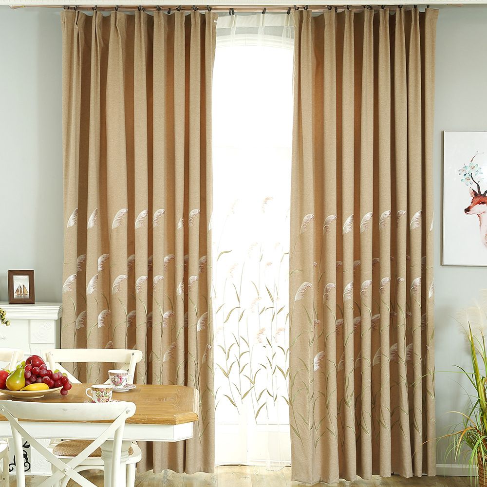 Country Side Style Nordic Blackout Curtains Living Room Bedroom Balcony Curtain Finished Cloth European Embroidery Ecological Linen