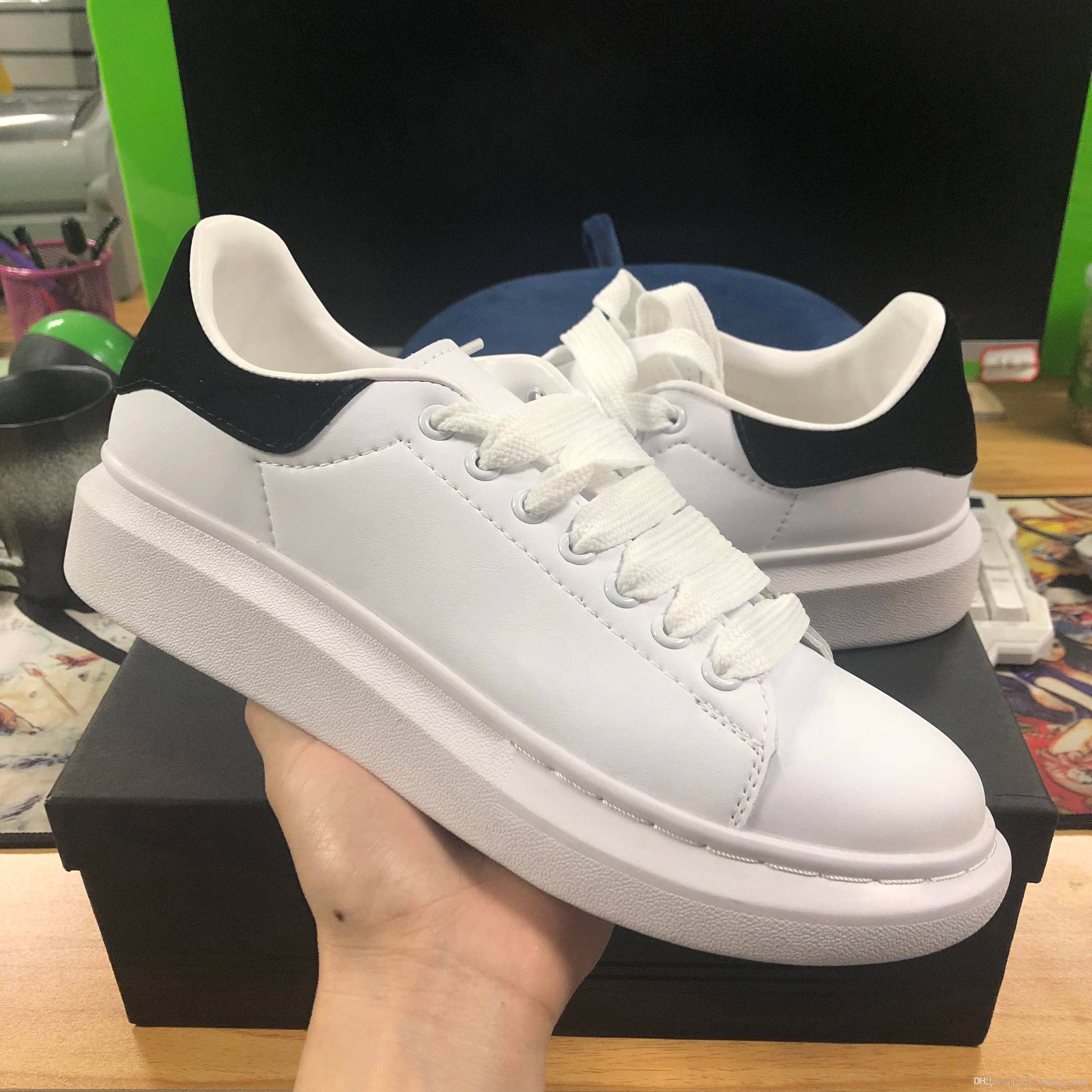 2019 Designer Shoes For Women Men Fashion Leather Sneakers 3M Reflective Black White Velvet ...