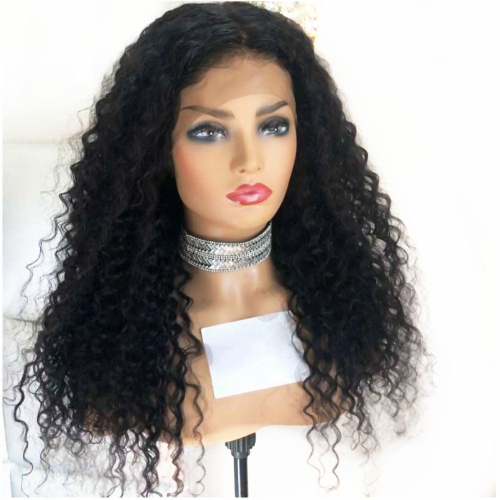 Natural Hairline Black Brown Long Kinky Curly Synthetic Lace Front