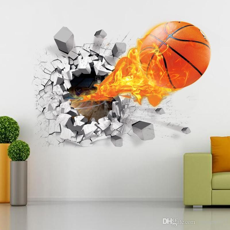 Compre Baloncesto 3D Calcomanías Etiqueta De La Pared De Baloncesto