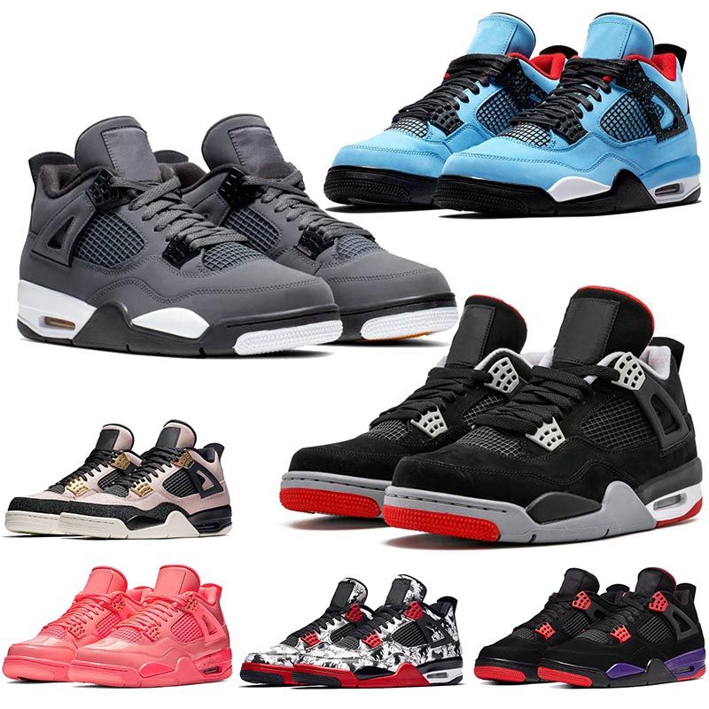 2019 JUMPMAN 4s IV Mens Travis Scott Shoes Cool Grey 4 New Bred 4 Raptors Trainers Lightning Hot 