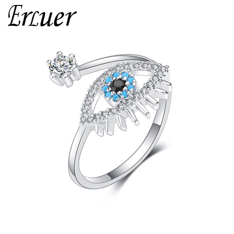 ERLUER Womens Mickey Shape Rings Sterling Silver Plated Cubic Zirconia Mouse Ring for Women Girl Party Jewelry