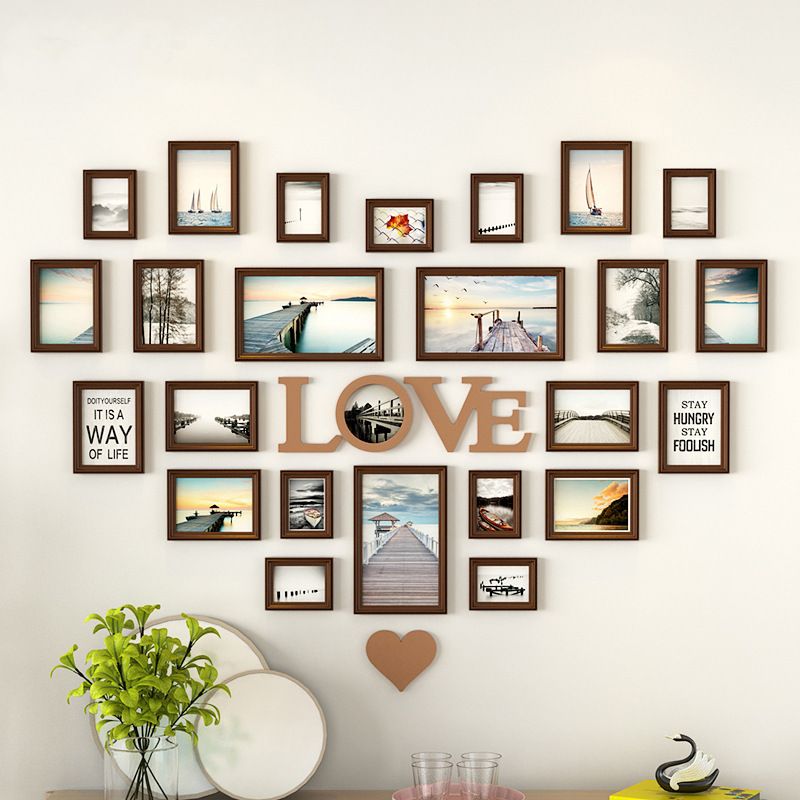 Romantic Heart Shaped Photo Frame Wall Decoration 25pieces Set Wedding Picture Home Decor Bedroom Combination Frames