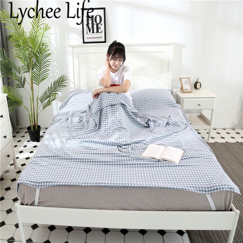 2019 Lychee Life Plaid Striped Printed Dust Cover Sheet Sleeping Bag 2019 Lychee Life Plaid Striped Printed Dust Cover Sheet Sleeping Bag Simple Style Travelling Supplies Modern Home Room Hotel Textile Duvet From