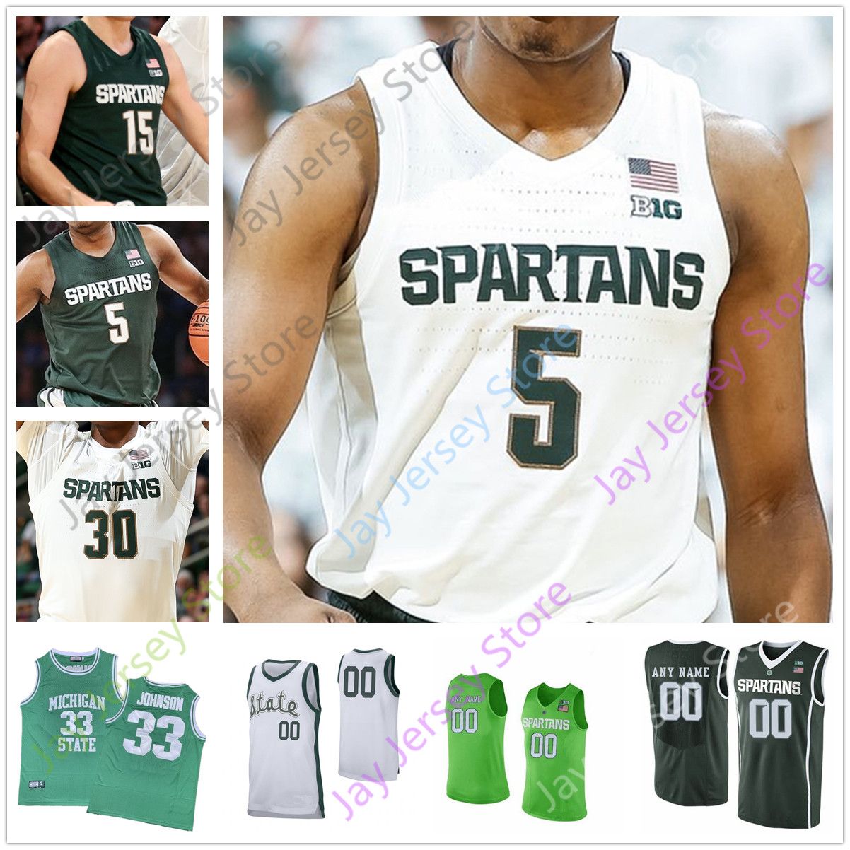 2019 Custom Michigan State Basketball Jersey College Cassius Winston