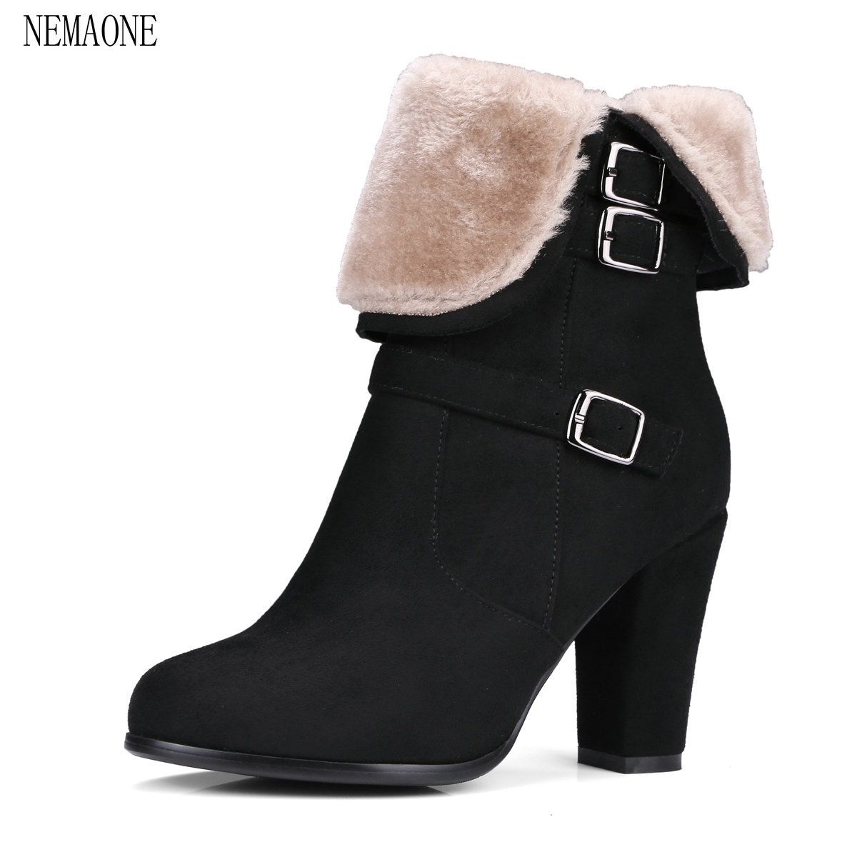 NEMAONE Winter Damens Round Toe Ankle Stiefel High Heels Schuhes Double NEMAONE Winter Damens Round Round Damens Toe Ankle Stiefel High Heels Schuhes Double 70e44c