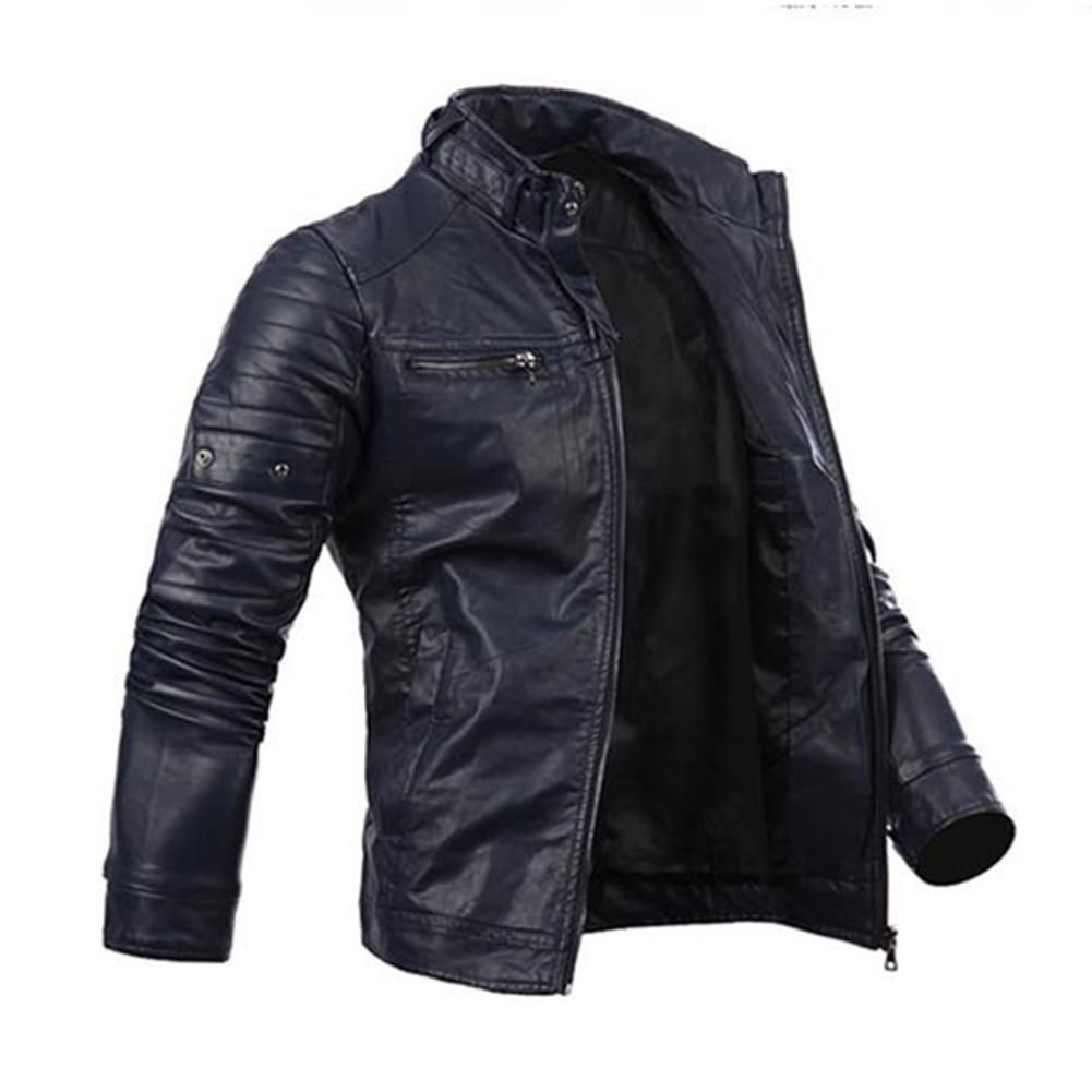 Men S Cool Multi Pocket Slim Zip Coat Faux Leather Motorcycle Biker Jacket
