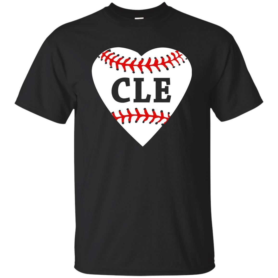 CLE Heart T-Shirt Love Cleveland Navy Color Baseball Ohio Mens Black