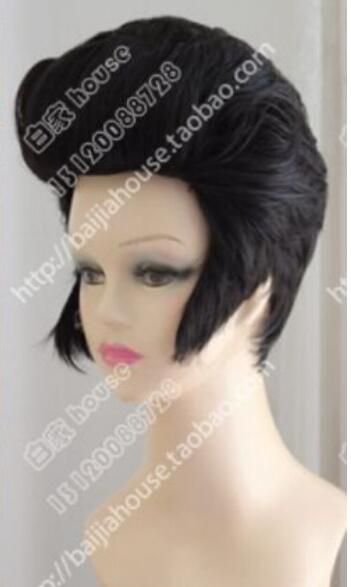 Cosplay Wig Elvis Aron Presley Rock Star Modelling Of Black Wig