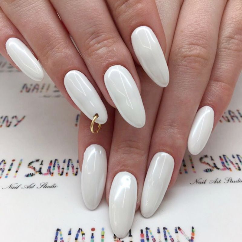 Ins Pointed White Minimalist False Nails Pre Design Short Ins Pointed White Minimalist False Nails Pre Design Short Round Head Full Cover Nail Tips Fnished Art Natural From Cedricl