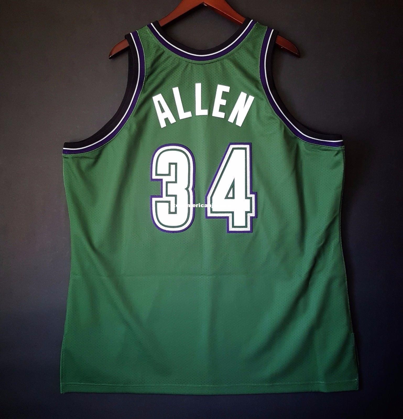 2019 100 Stitched Ray Allen Mitchell Ness Sewn Jersey Mens Mens Vest