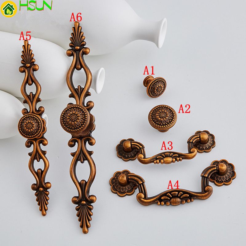 6style Antique Brass Dresser Pulls Handles Backplate Cabinet Knobs Drawer Handle Kitchen Cupboard Drop Furniture Hardware