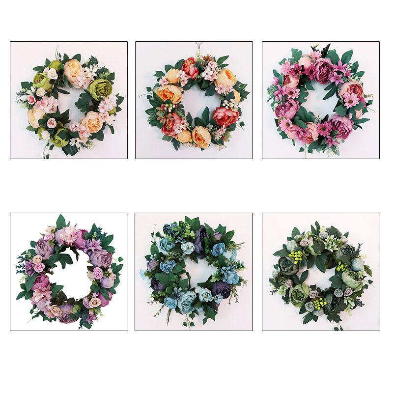 2019 Artificial Peony Flower Wreath Pink Door With 2019 Artificial Peony Flower Wreath Pink Door With Green Leaves Spring For Front Wedding Wall Home Decor From Nicedaily