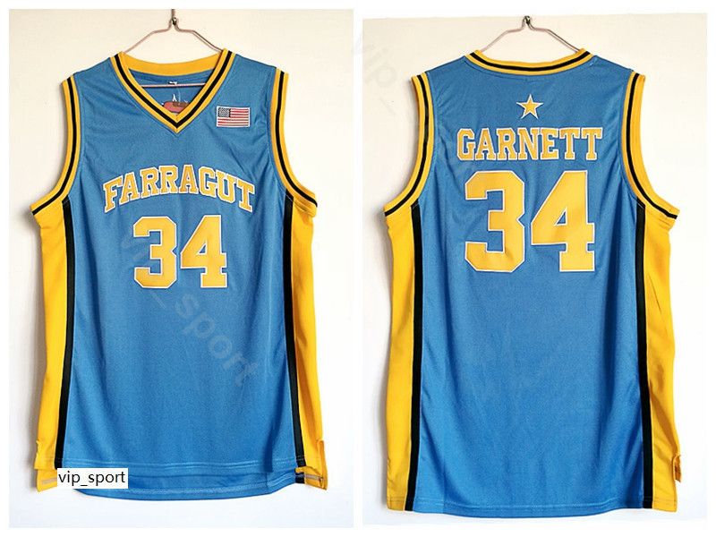 2020 High School Kevin Garnett Jersey 34 Men Blue Basketball Farragut 