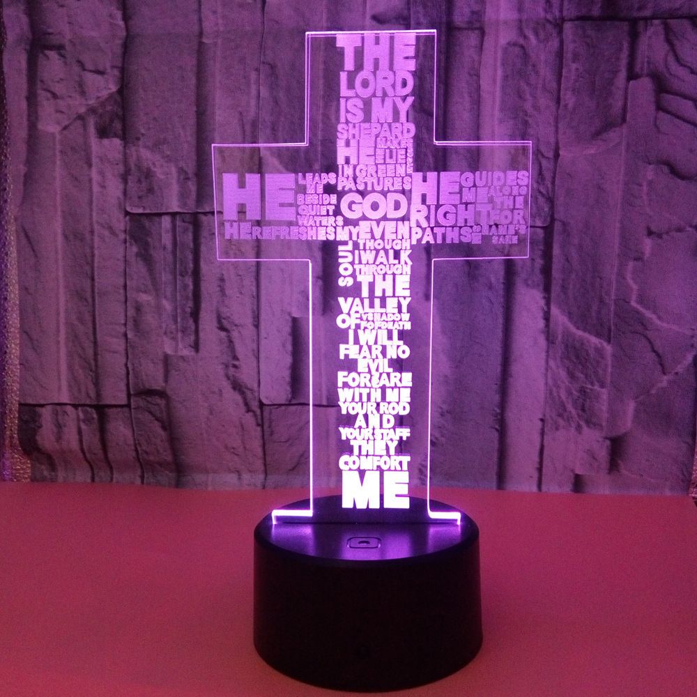 Personnalisée De La Led Lampe Touche Croix Petite Veilleuse Colorée Vision 3d Usb OPXiZku