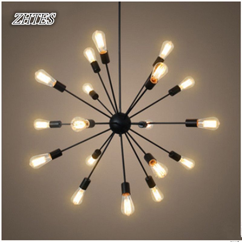 Satellite Iron Chandelier Black Paint Retro Minimalist Living Room Dining Modern Creative Lighting Fixtures