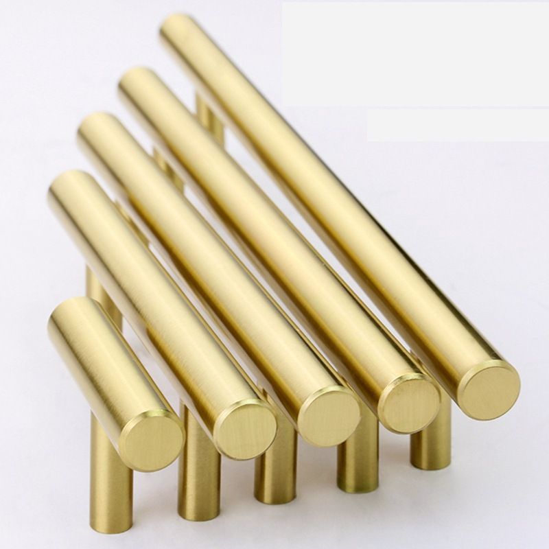 2019 Gold Color Tbar Solid Brass Handles Furniture Drawer Pulls Kitchen Cupboard Knobs