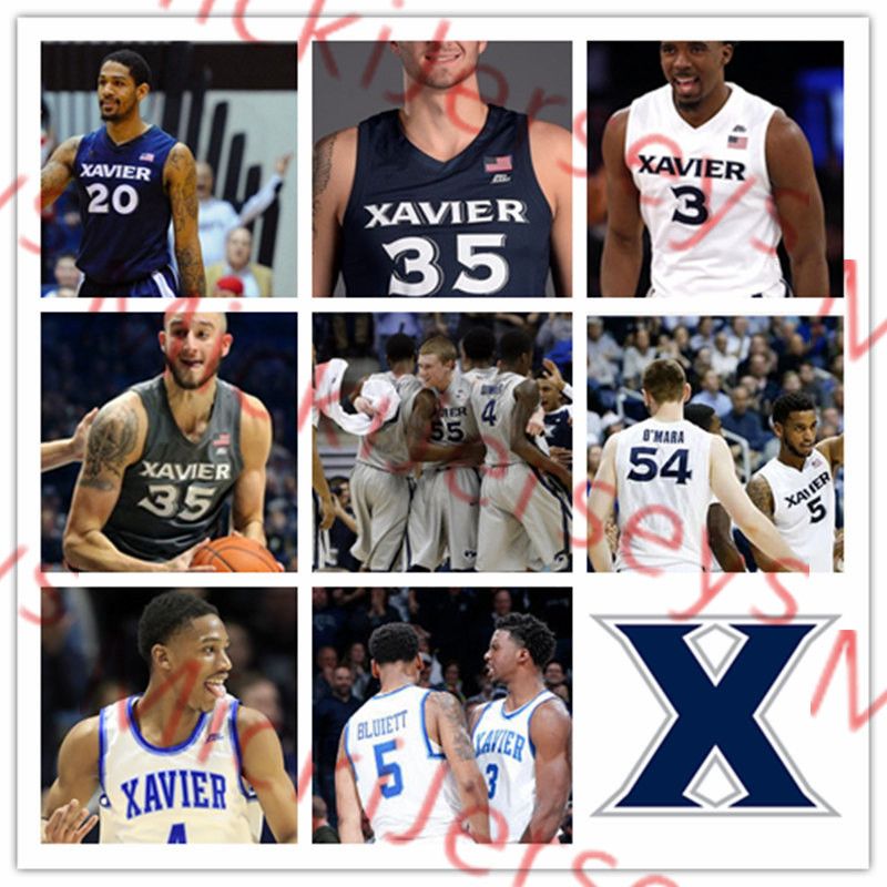 2019 Mens Custom NCAA Xavier Musketeers Basketball Jersey 35 Zach