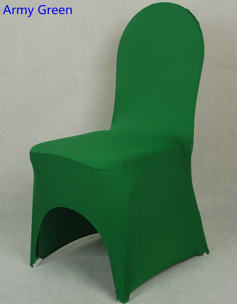 Army Green Colour Lycra Universal Chair Cover For Wedding Decoration Spandex Chair Cover On Sale Banquet Chair Arch Front Open