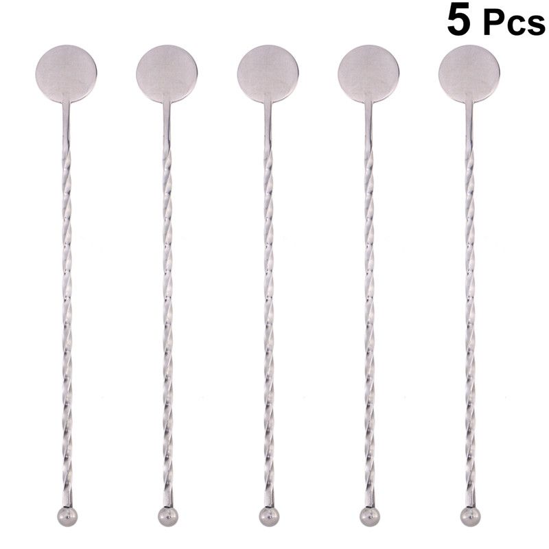 Stainless Steel Swizzle Mixing Sticks Bar Cocktail Muddler Drink Mixer