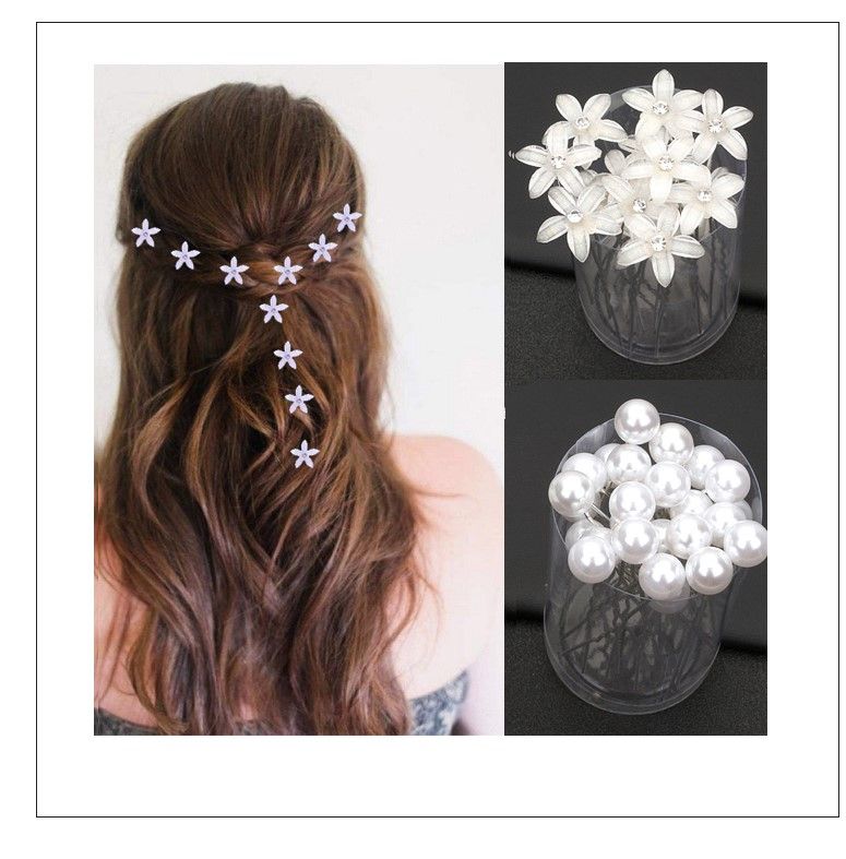 Cheap Wedding Accessories Bridal Pearl Hairpins Flower Crystal