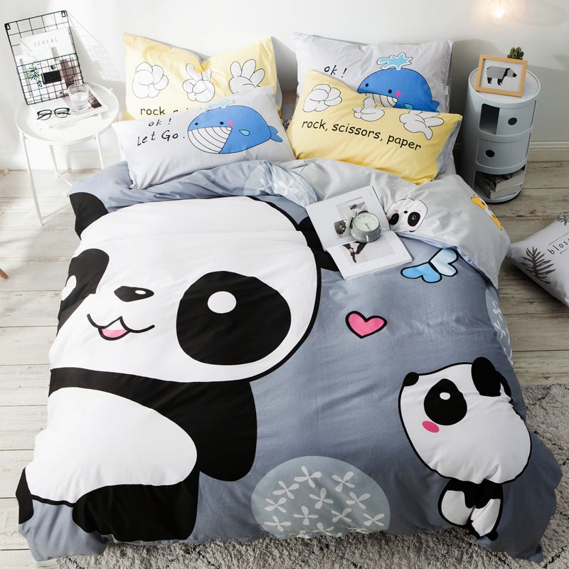 100 Cotton Panda Bedding Set Single Size Bear Duvet 100 Cotton Panda Bedding Set Single Size Bear Duvet Cover Bed Sheet Quilt Pillowcase 5z Egyptian Twin Covers