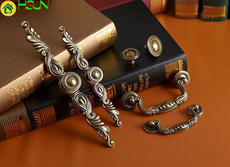 Antique Bronze Dresser Handles Knobs Drawer Drop Pulls Rustic Kitchen Cabinet Handle Backplate 128mm 160mm