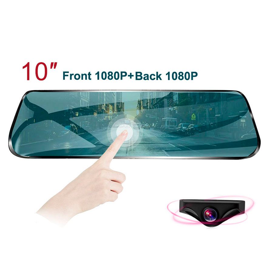 10 Rear View Mirror Car Dvr Streaming Media Full Screen Touching Dual Lens Night Vision 1080p Recorder