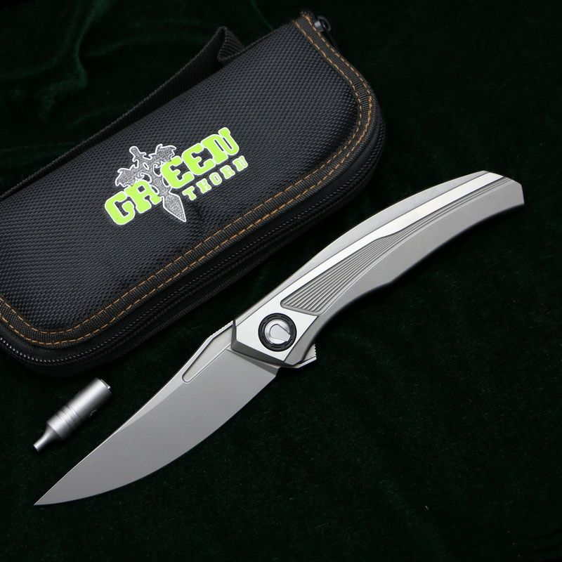 Green Thorn Quantum Flipper Folding Knife S110V Blade TC4 Titanium