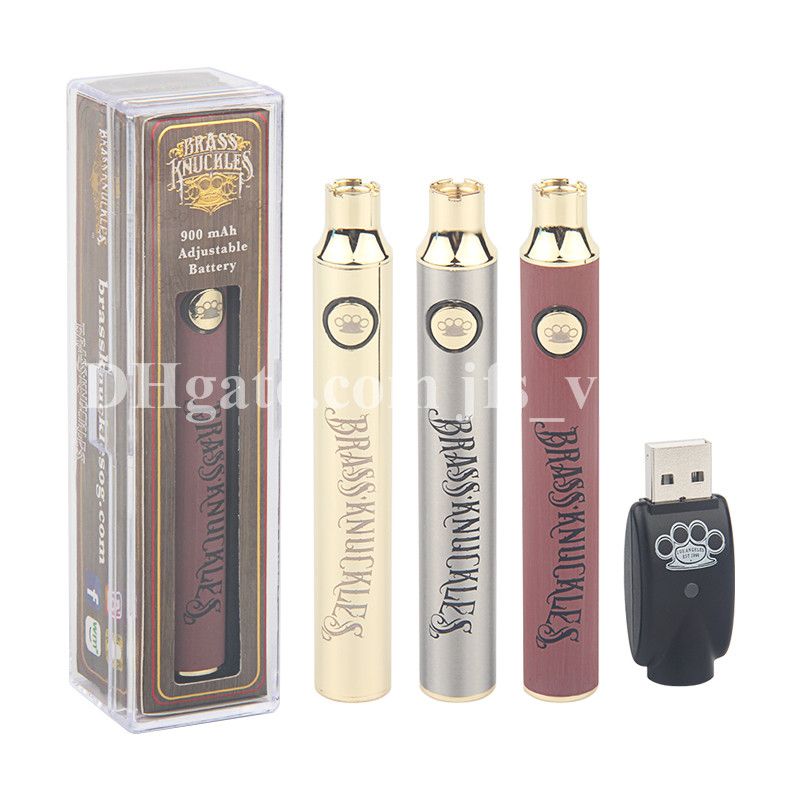 Brass Knuckles Charger Kit 510 Thread Vape Pen Battery 650 900 MAh Gold