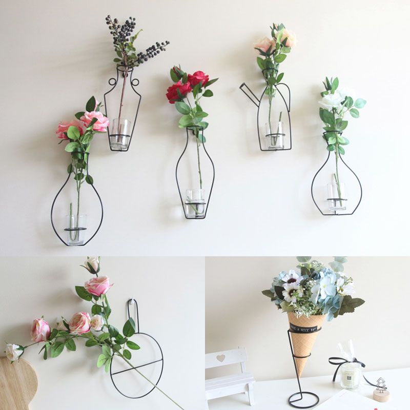 Iron Wall Hanging Vase Shelf Flower Pot Holder Home Storage Rack Decor