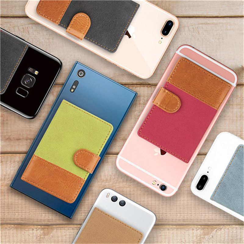 Universal 3M Sticker Back Phone Card Slot Leather Pocket Stick On