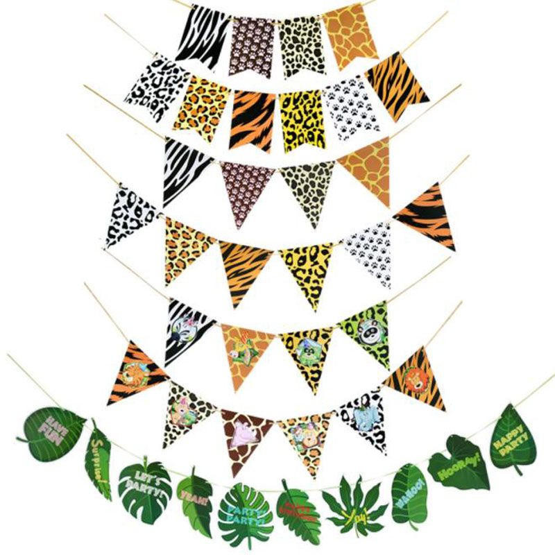 Tiger Print 15 flags bunting Safari Themed Africa Animals