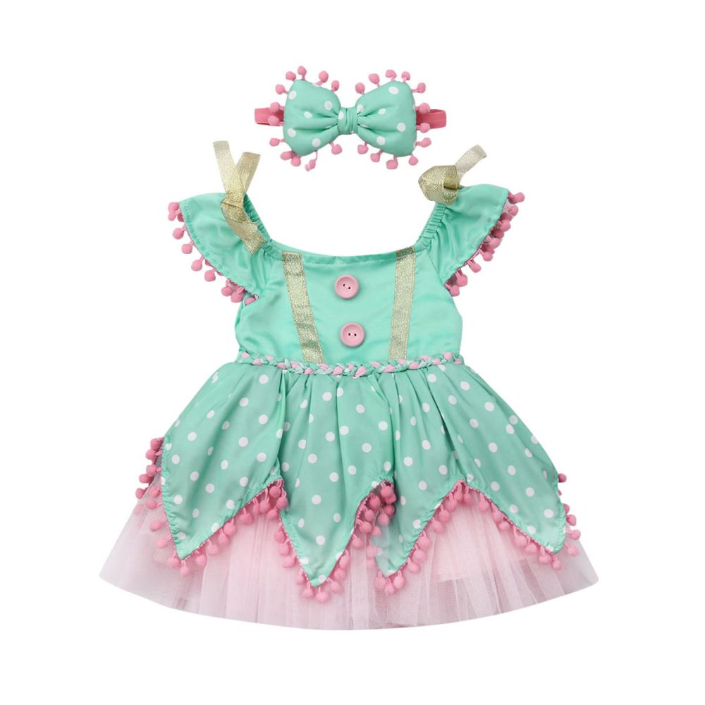 Summer Toddler Baby Girl Dress Sleeveless Dot Party Wedding Tutu Cotton Dresses