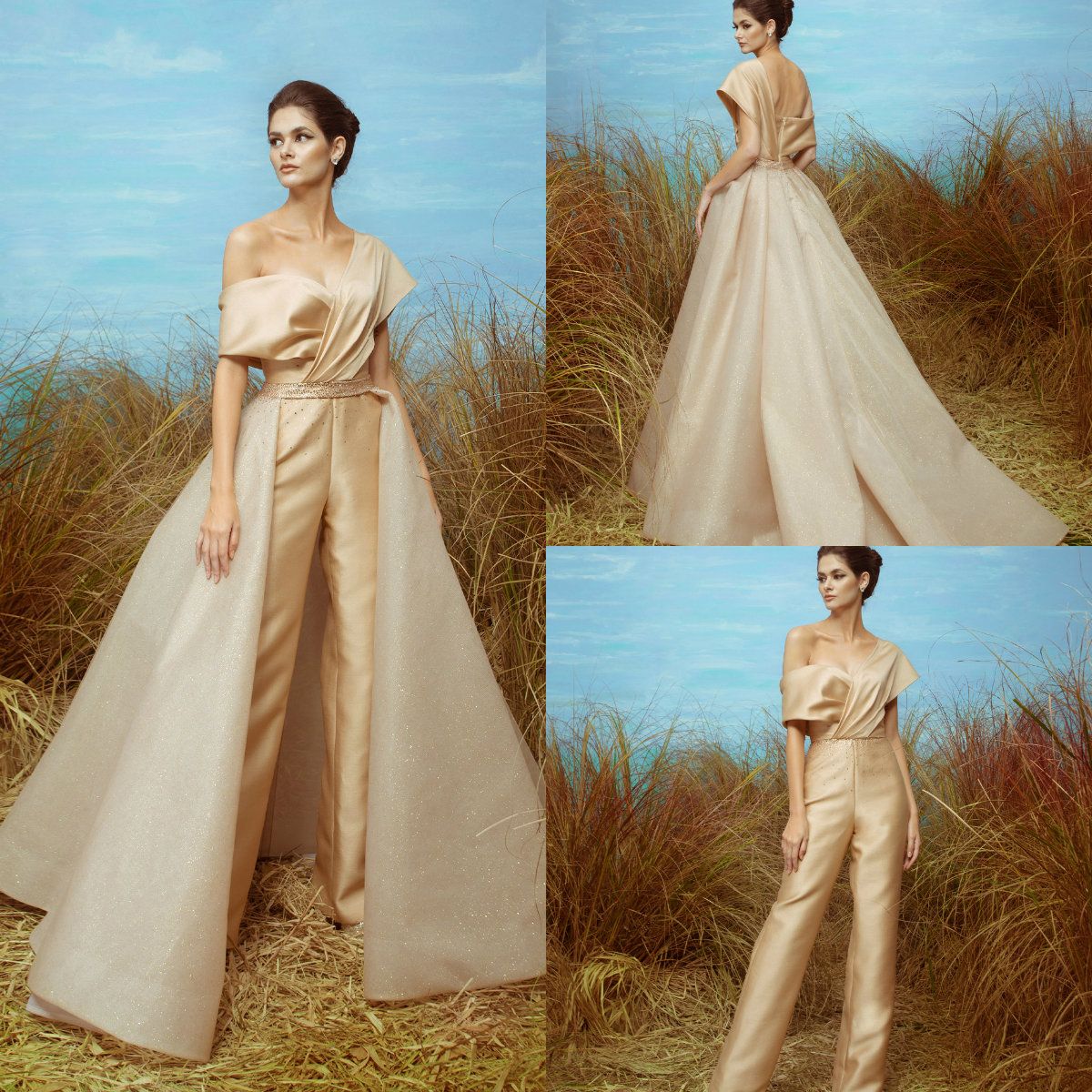 evening jumpsuits with train