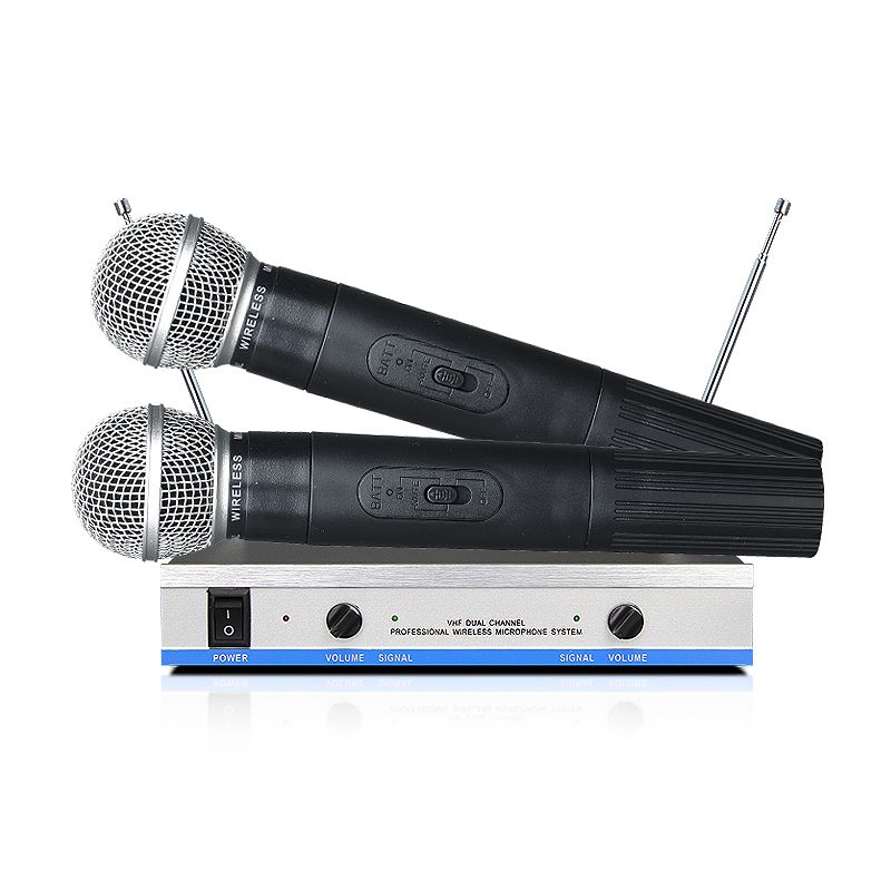MV 744 Cheap VHF Dual Wireless Microphone With Metal Receiver ABS