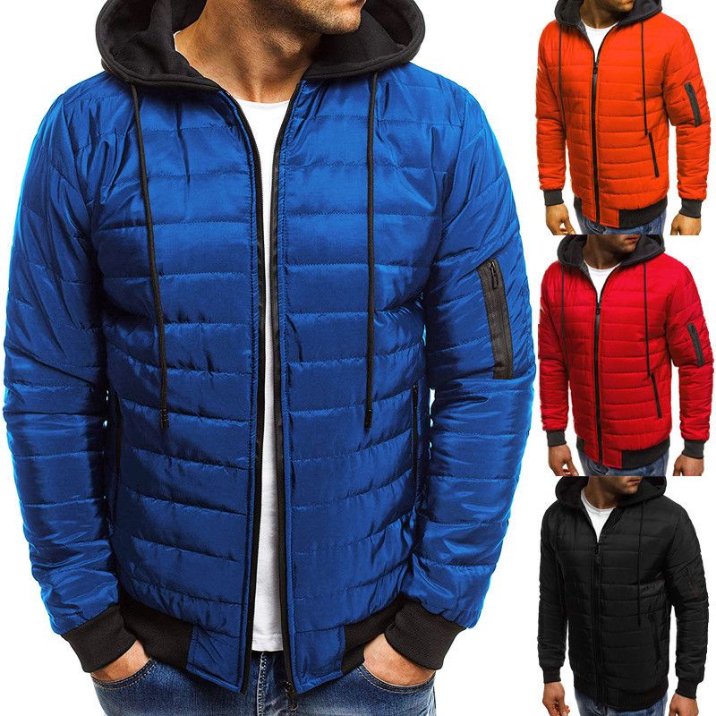 Thick Mens Designer Jackets Solid Color Hooded Mens Outerwear Long