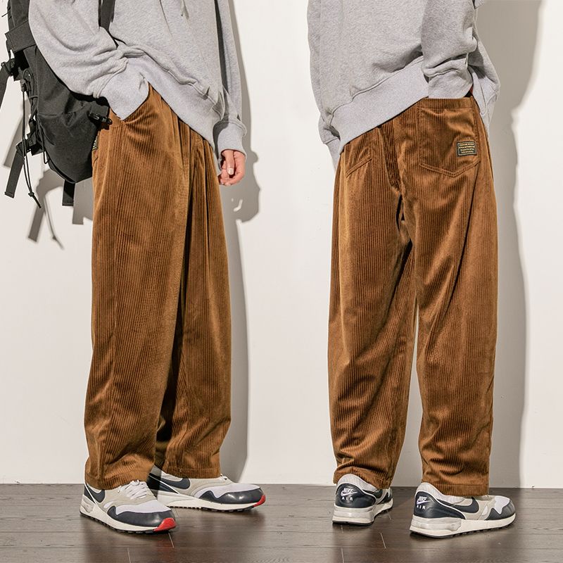 2021 Vintage Corduroy Pants Men Casual Loose Staight Trousers Mens