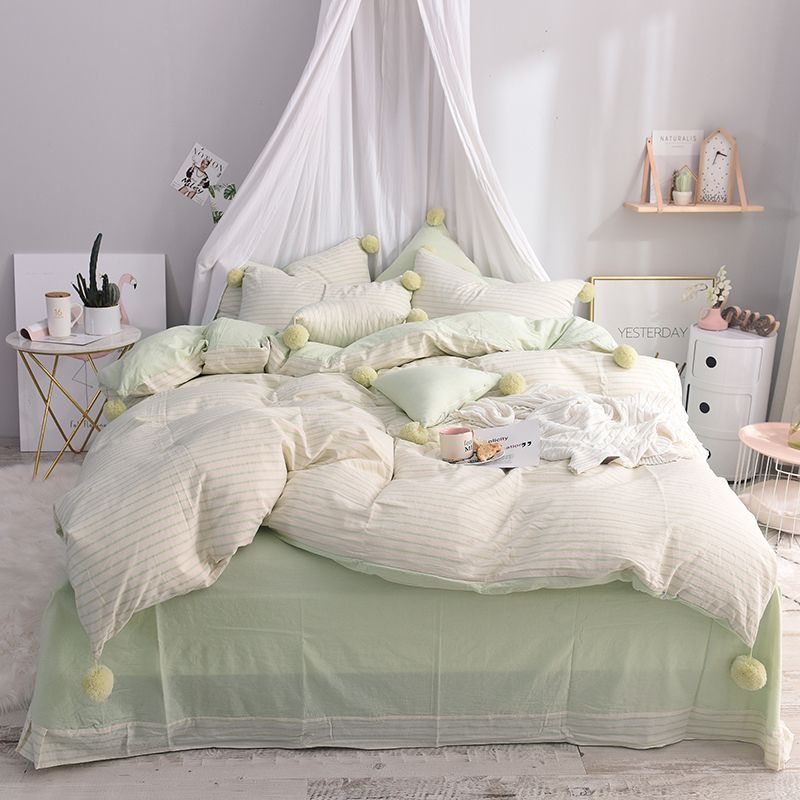 100 Cotton Pink Green Cute Girls Bedding Set Twin Queen King Size Bed Soft Bedclothes Ball Duvet Cover Sheet