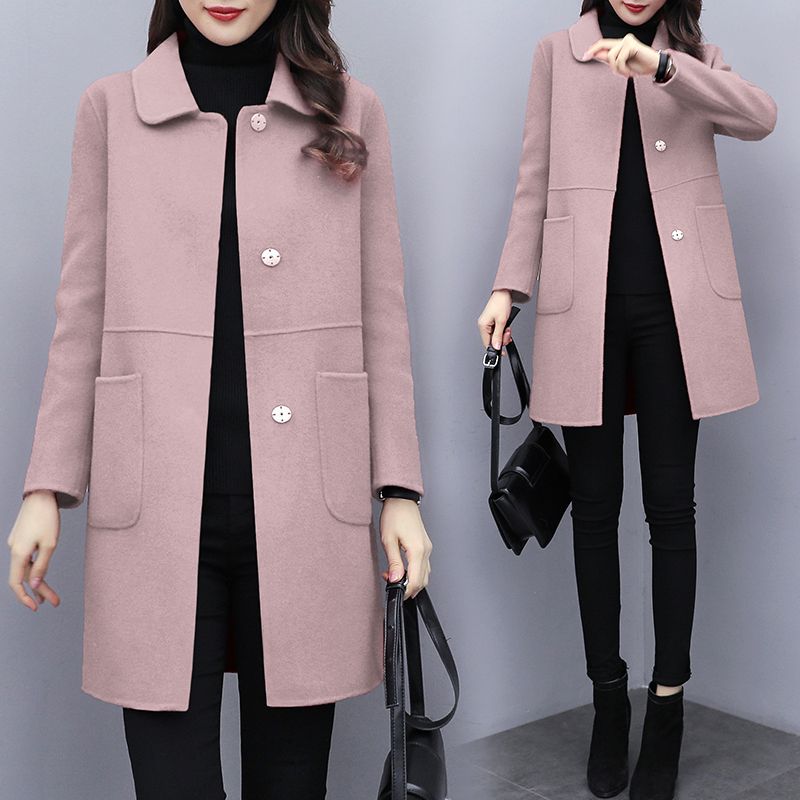 Women Woolen Coat Army Green Big Size Single-Breasted Thick Overcoat Winter Tops,Army Green,XL