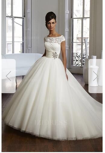 Ball Gown Bateau Chapel Train Tulle Wedding Dressa39 Gypsy Wedding