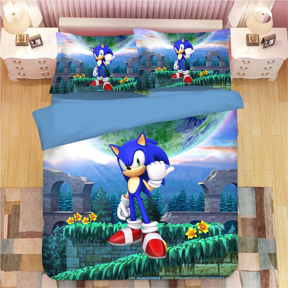 3d Sonic The Hedgehog Bedding Sets Cartoon Duvet Covers 3d Blue