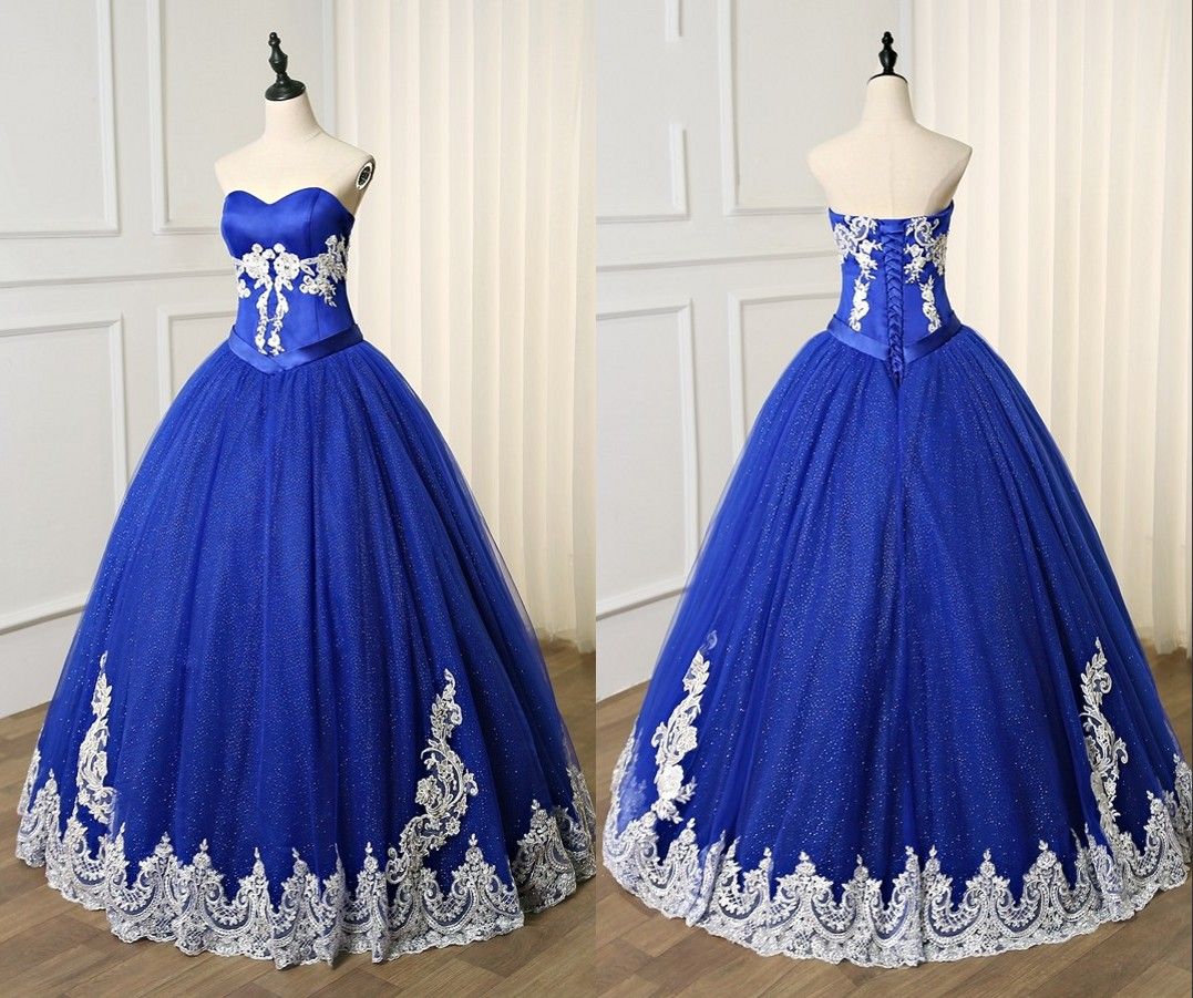 Royal Blue Ball Gown Evening Prom Dress Formal Gowns Sweetheart Corset ...