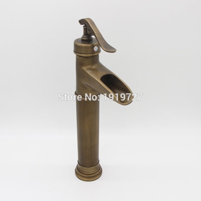 Antique Finish High Quality Waterfall Basin Mixer Taps Single Handle Rustic Lavatory Vessel Sink Faucet Bathroom Hardware