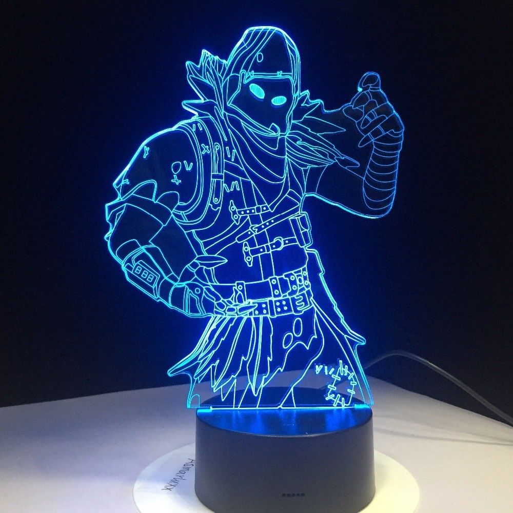 Raven Skins 3d Led Lamp 7 Colors Touch Switch Table Desk Light Lava Lamp Acrylic Illusion Room Lighting Game Fan Remote Gifts