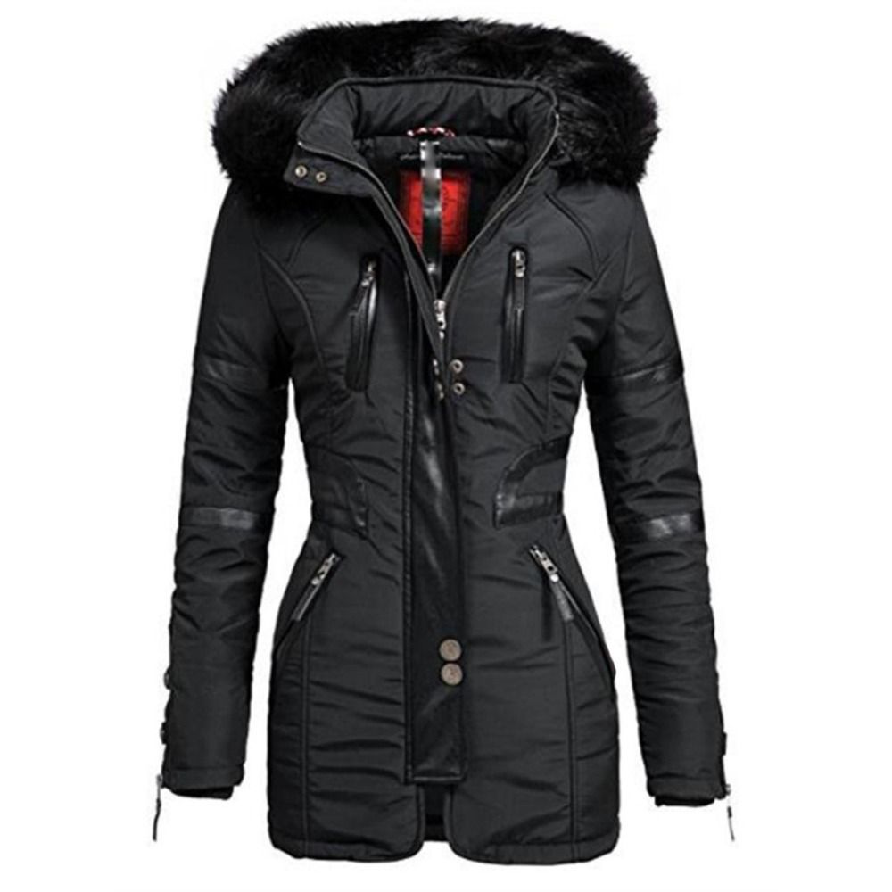 Acheter Veste Longue Pour Femmes Manteaux Noir Hiver Capuche Parkas