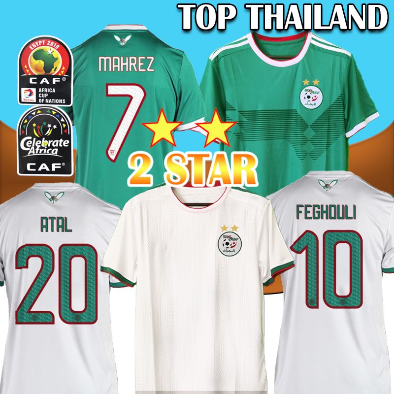 2 étoiles 2019 Coupe D Afrique Algérie Mahrez Maillot 19 19 Accueil Brahimi Feghouli Belaili Bounedjah Maillot De Foot Atal Football Uniform