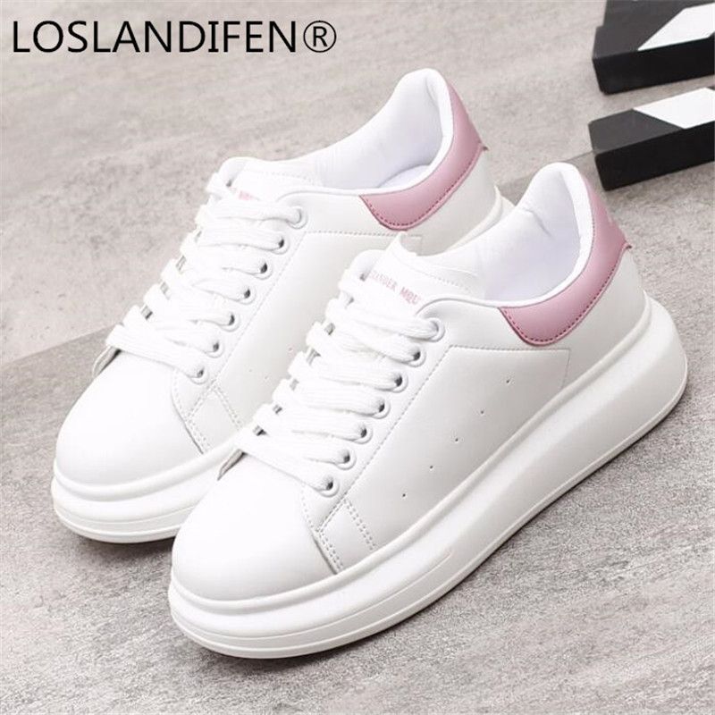 Acquista 2018 Spring New Designer Zeppe Scarpe Bianche Piattaforma Femminile Sneakers Donna Tenis Feminino Scarpe Donna Casual Vulcanize Donna A $60.52 Dal