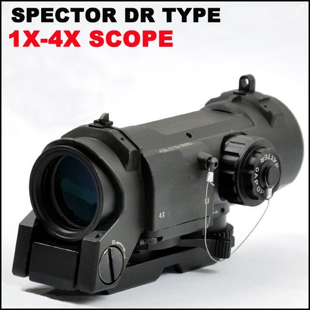 Tactical Spector DR 1X 4X Illuminated Mil Dot Scope Rifle Scope Black Dark Earth Best Optics